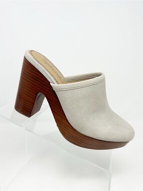 Splendid Women's Slip-On Mule Clog Heels Light Gray Platform Round Toe Size 6.5